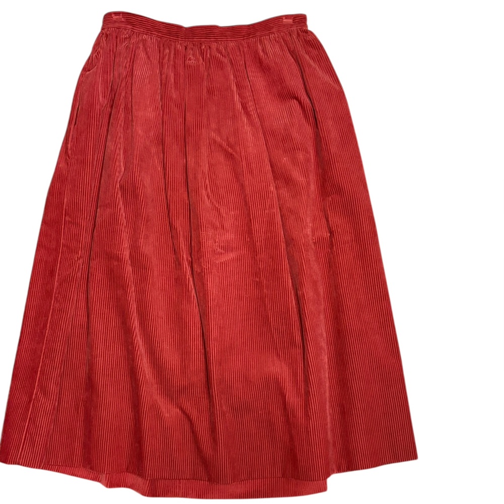 Vintage Laura Ashley Corduroy Skirt Vest Set Brick Red 10 - Picture 6 of 11